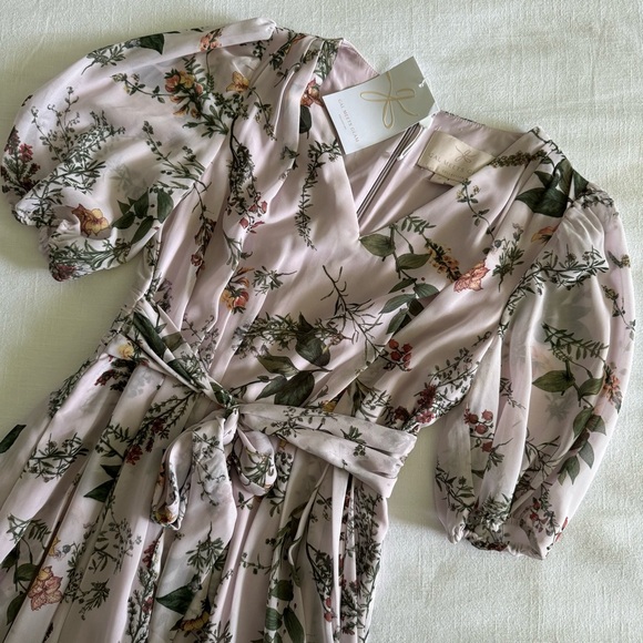 🌟NEW🌟Gal Meets Glam Phoebe floral puff sleeve chiffon Maxi Dress in blush - Picture 8 of 15